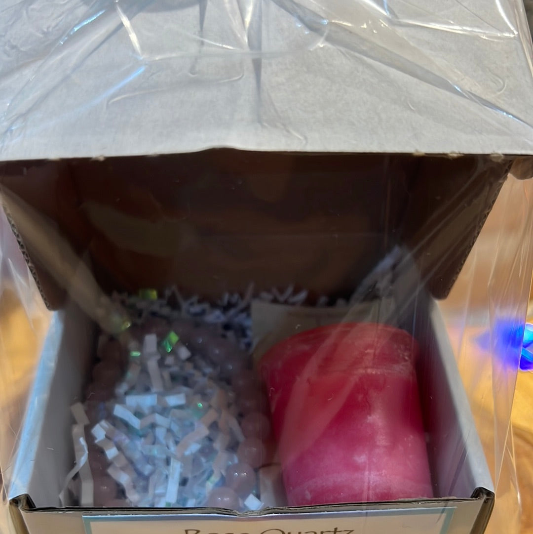Rose Quartz Bracelet And Love Candle Gift Set