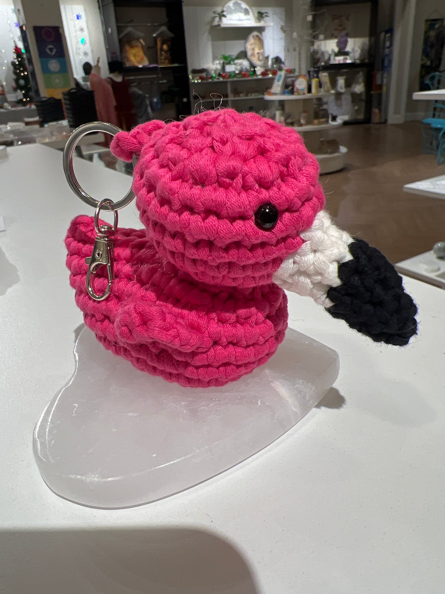Handmade Crochet Flamingo Keychain