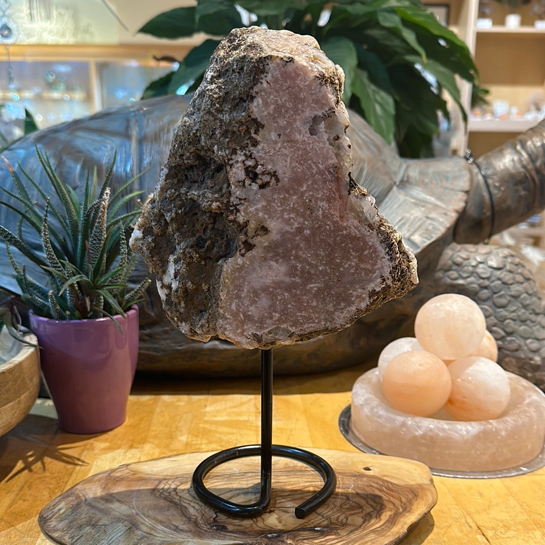 Pink Amethyst Slab on Custom Stand - #28
