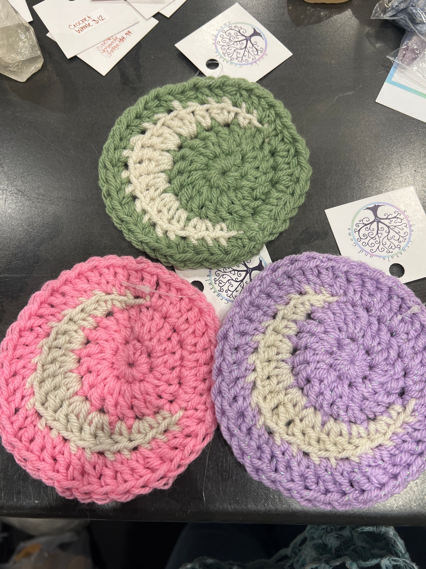Handmade Crochet Moon Coaster