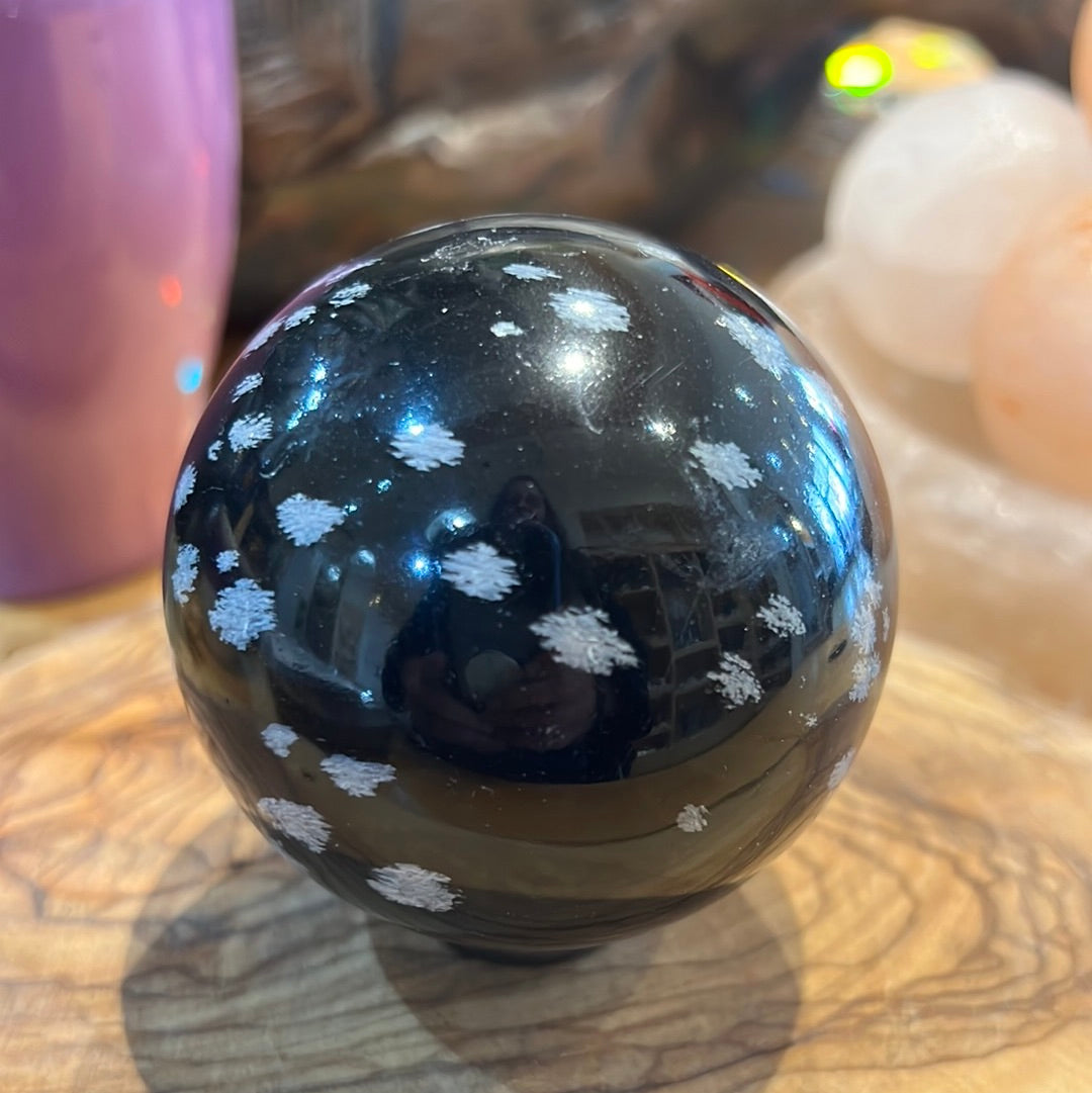 Snowflake Obsidian Sphere