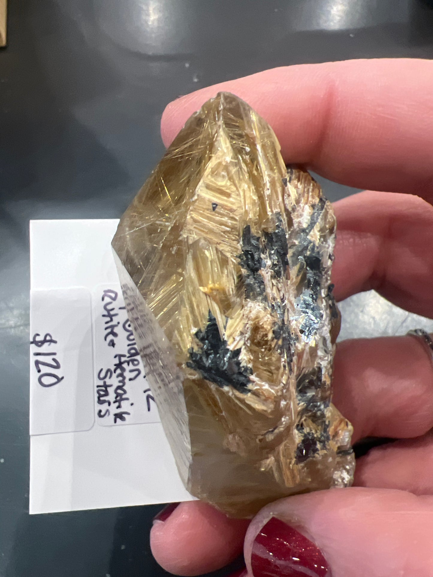 Clear Quartz w/Golden Rutile and Hematite Stars