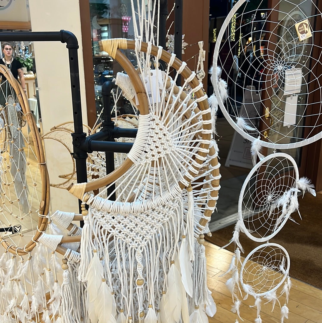 Crochet Macrame Moon Dreamcatcher Medium -12 inch moon