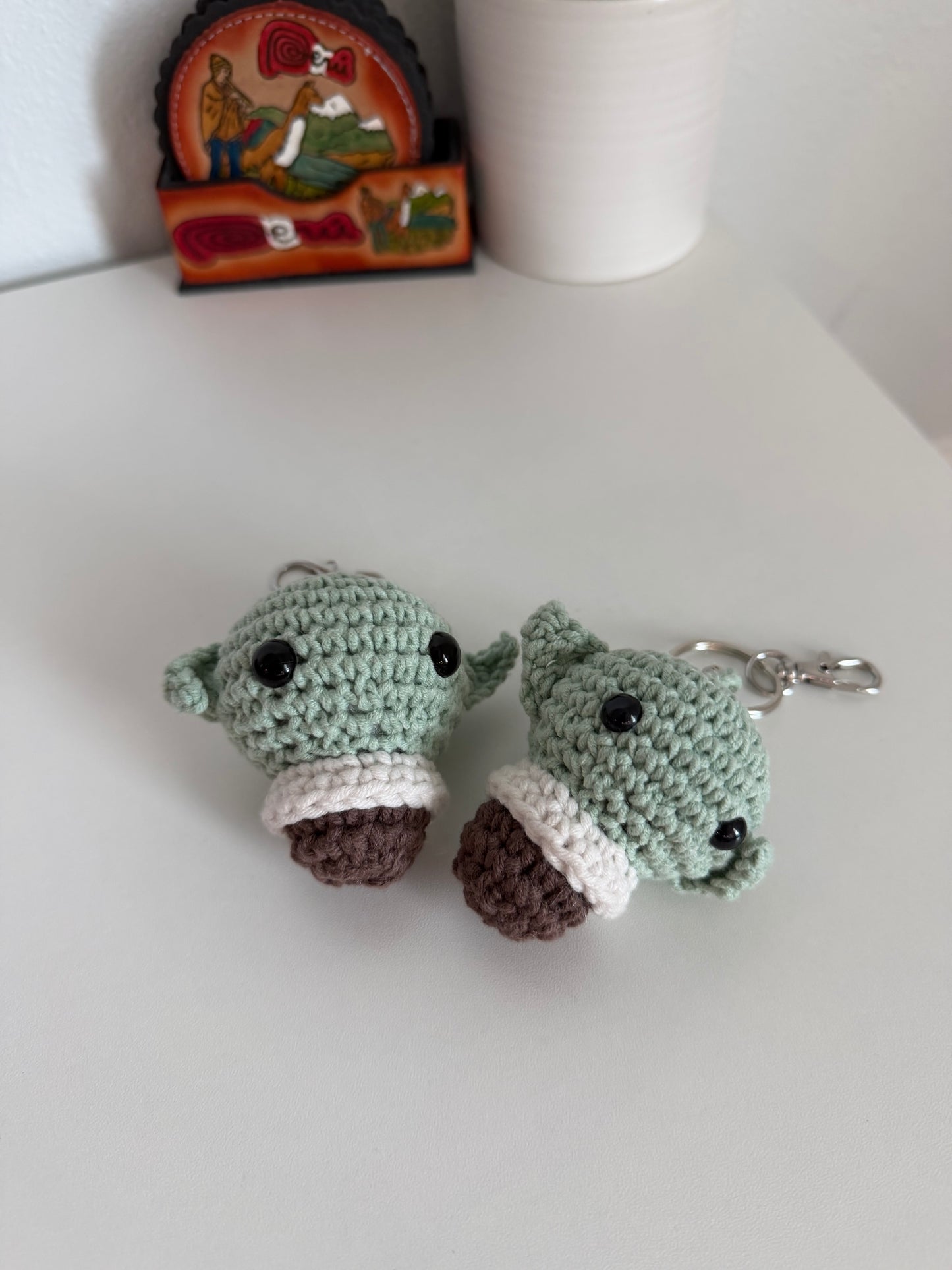 Handmade Crochet Grogu Keychain