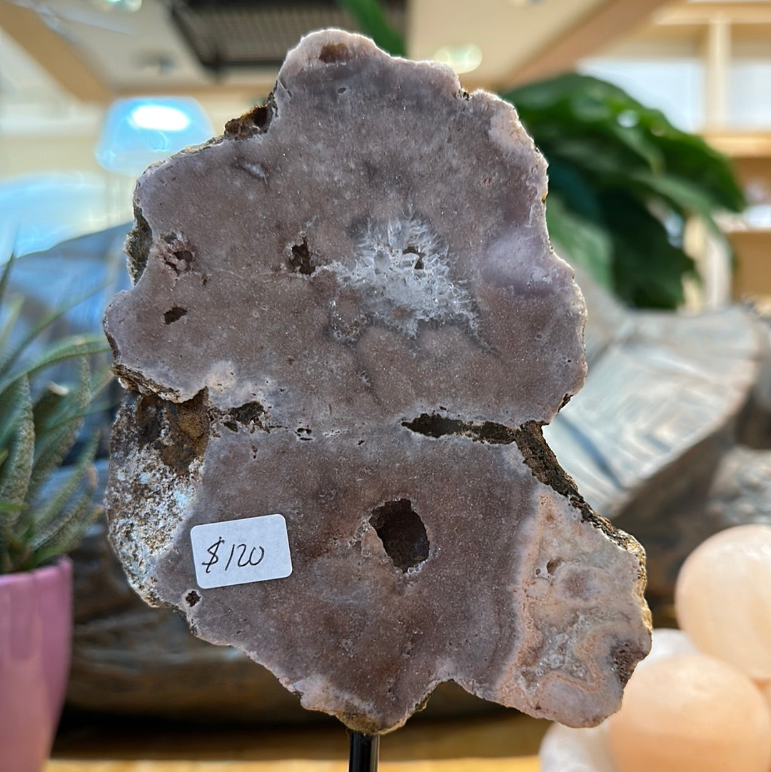 Pink Amethyst Slab on Custom Stand Display