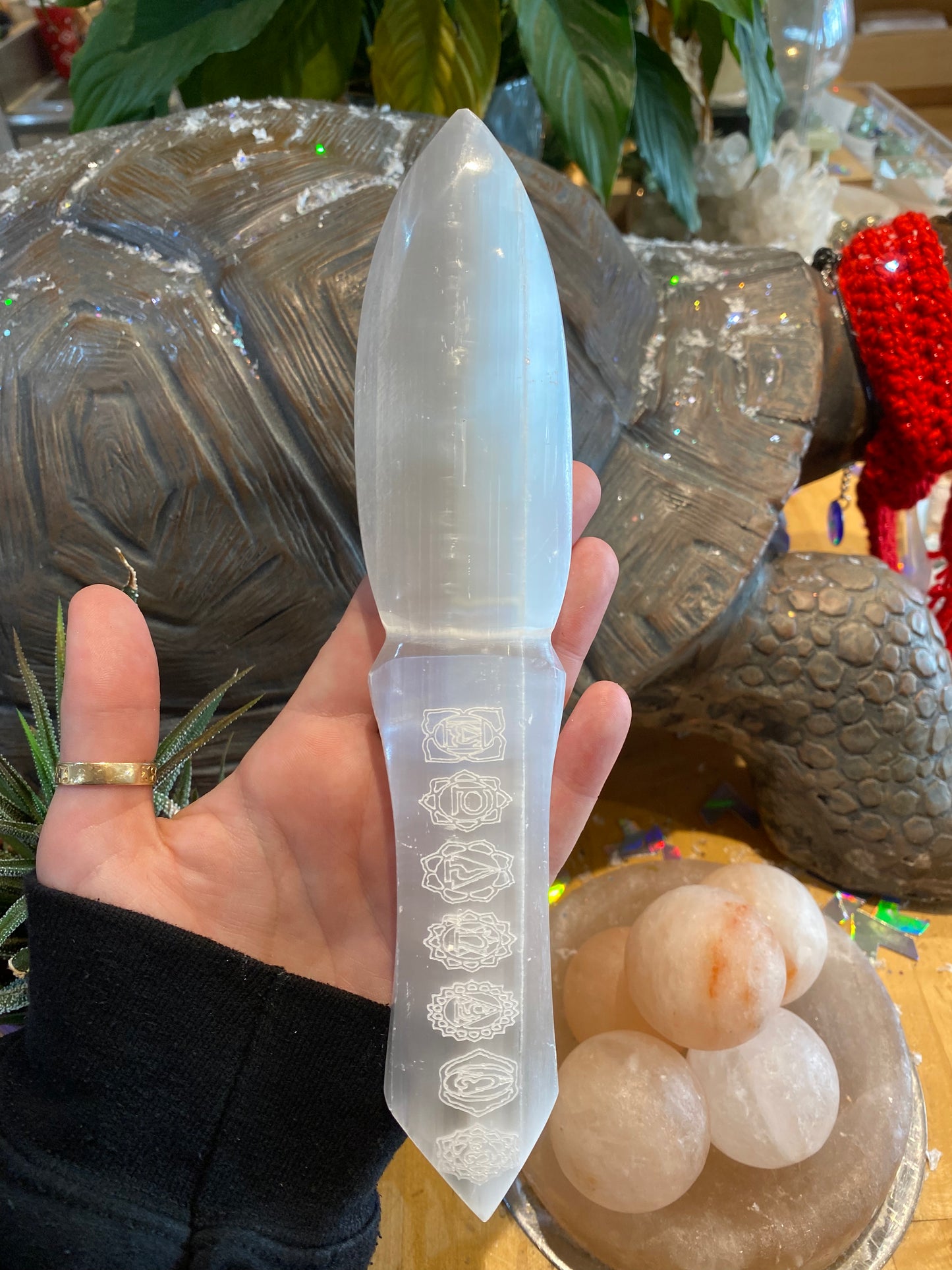 Selenite chakra sword