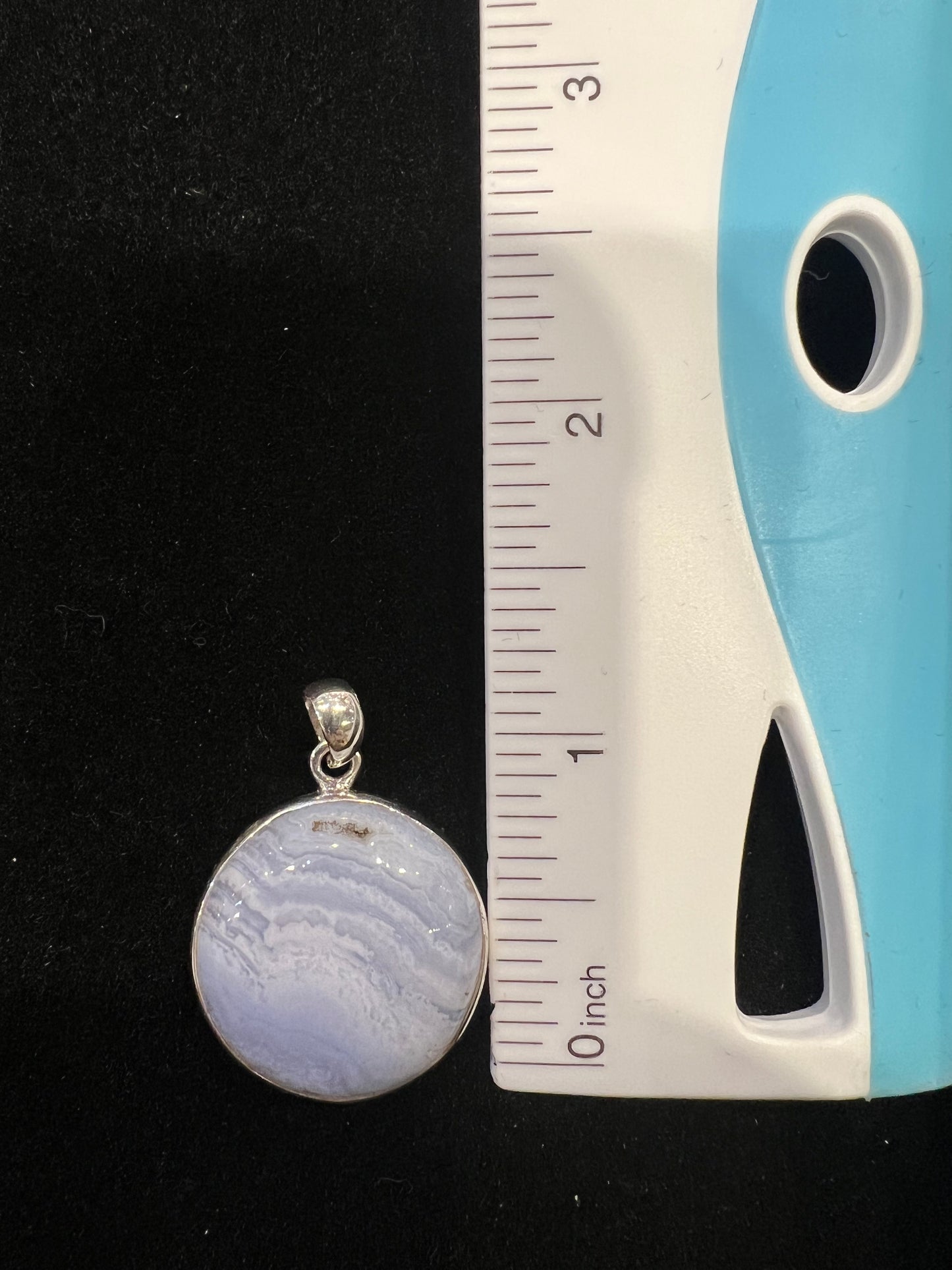 Blue Lace Agate Pendant Set In Sterling Silver