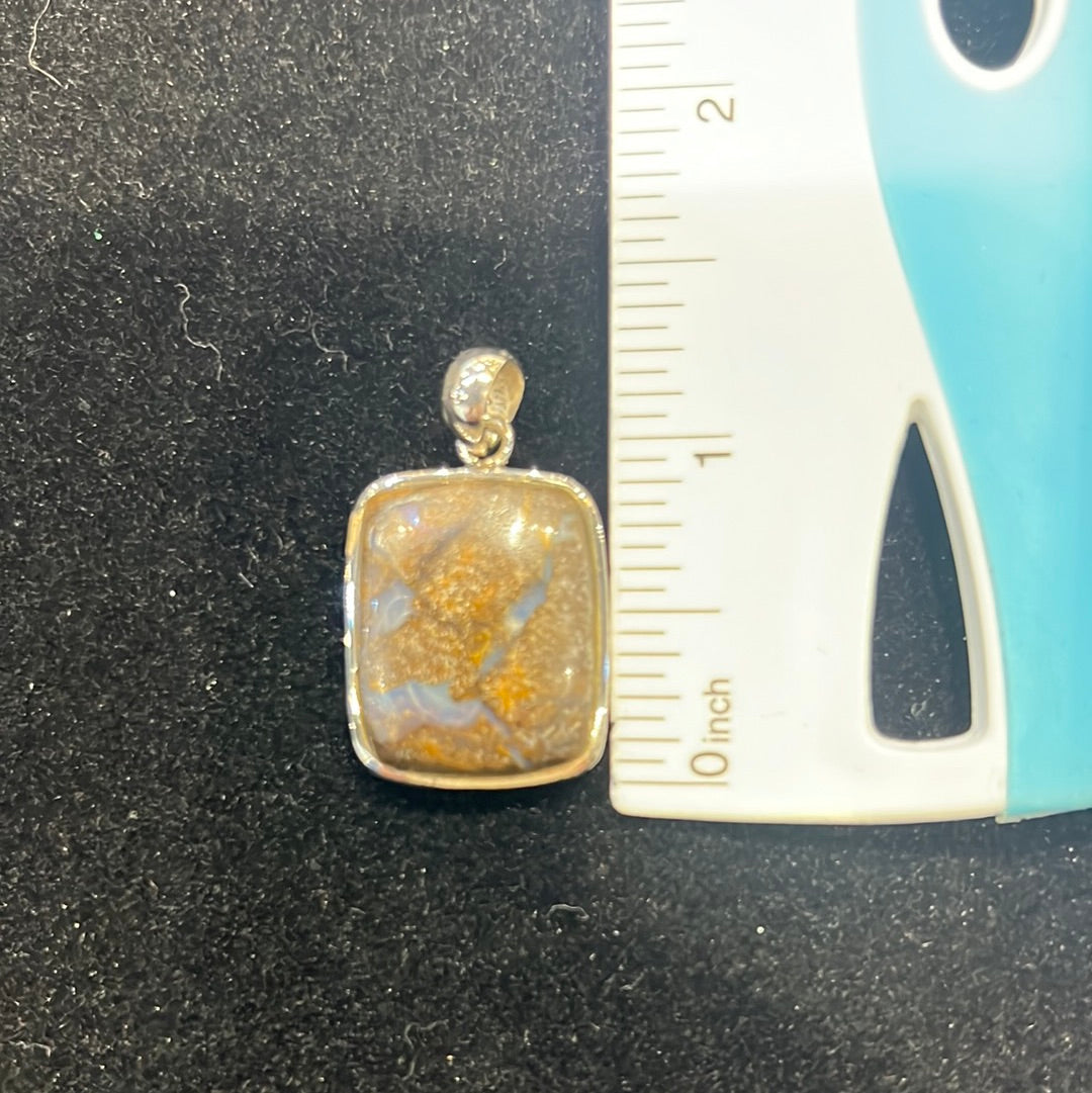 Boulder Opal Heart Pendant Set In Sterling Silver
