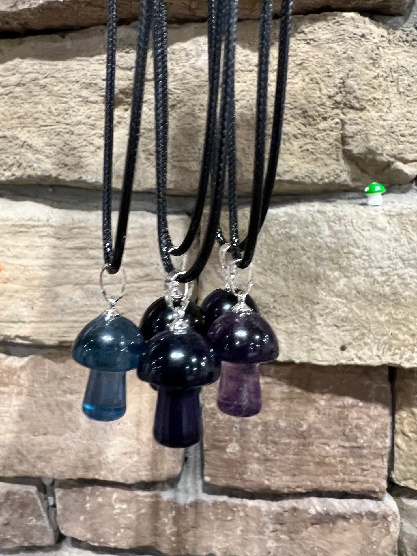 Rainbow Fluorite Mushroom Necklace