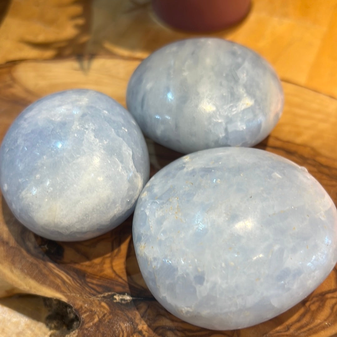 Blue Calcite Palm Stone
