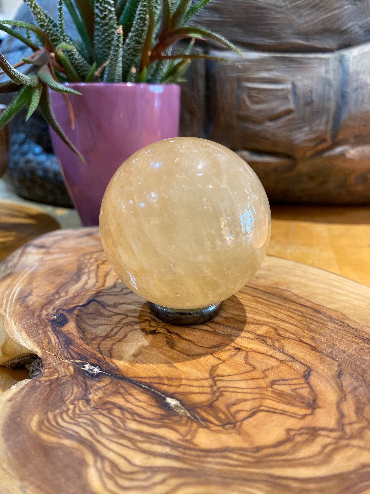 Honey Calcite Sphere
