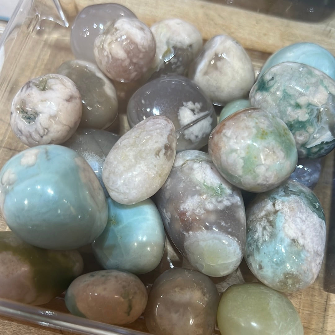 Green Flower Agate Tumble