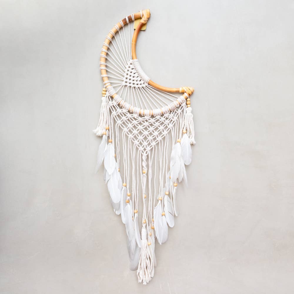 Crochet Macrame Moon Dream Catcher Wall Hanging Dreamcatcher large moon section approx 14 inch
