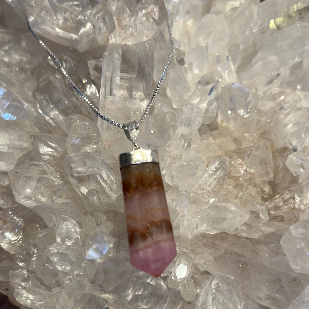 Pink Aragonite Pendant On Sterling Silver Chain