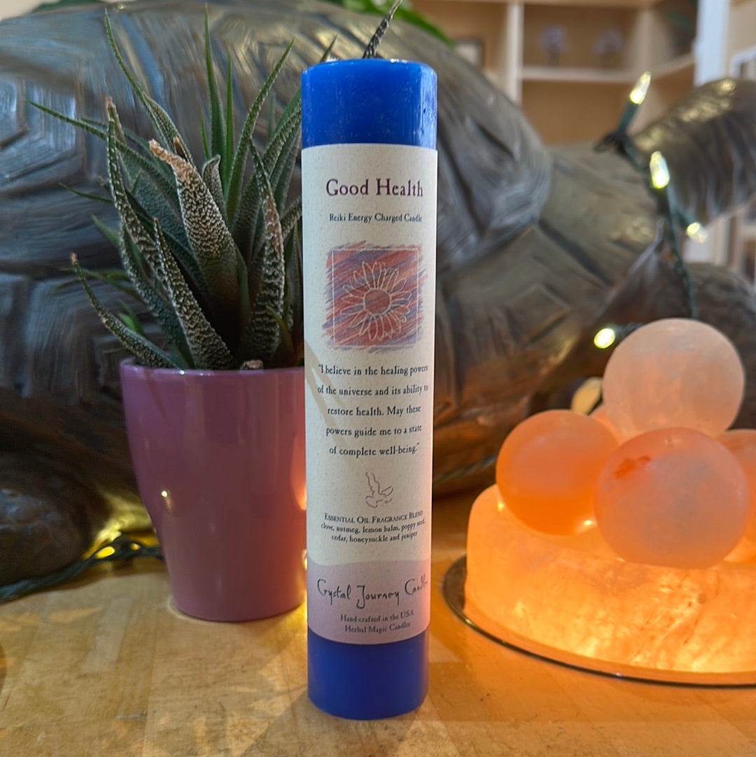 Good Health- Crystal Journey Thin Pillar Candle