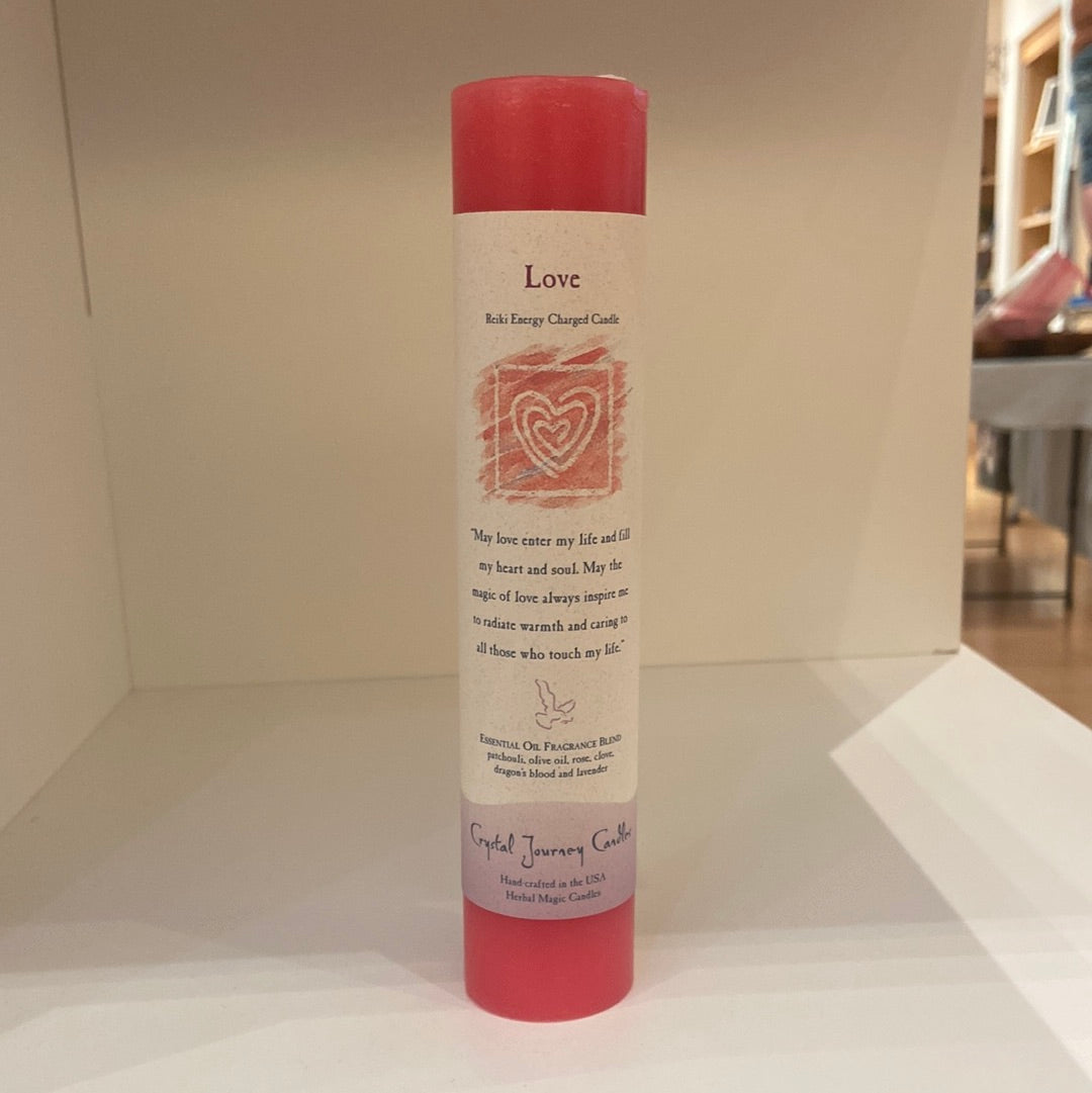 Love - Crystal Journey Thin Pillar Candle