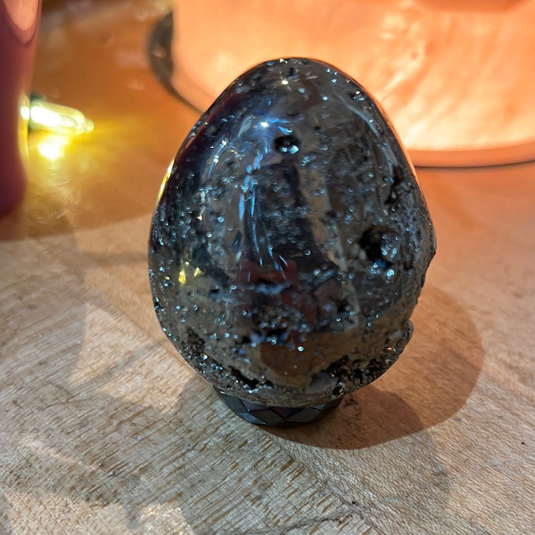 Pyrite Egg With Quartz