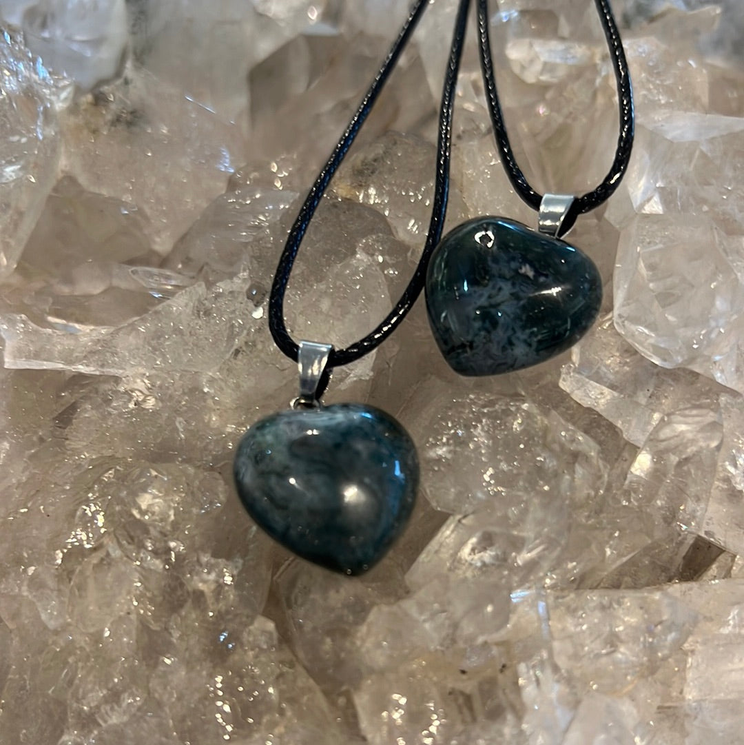Moss Agate Heart Pendant