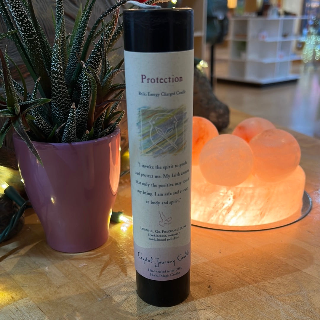 Protection- Crystal Journey Thin Candle