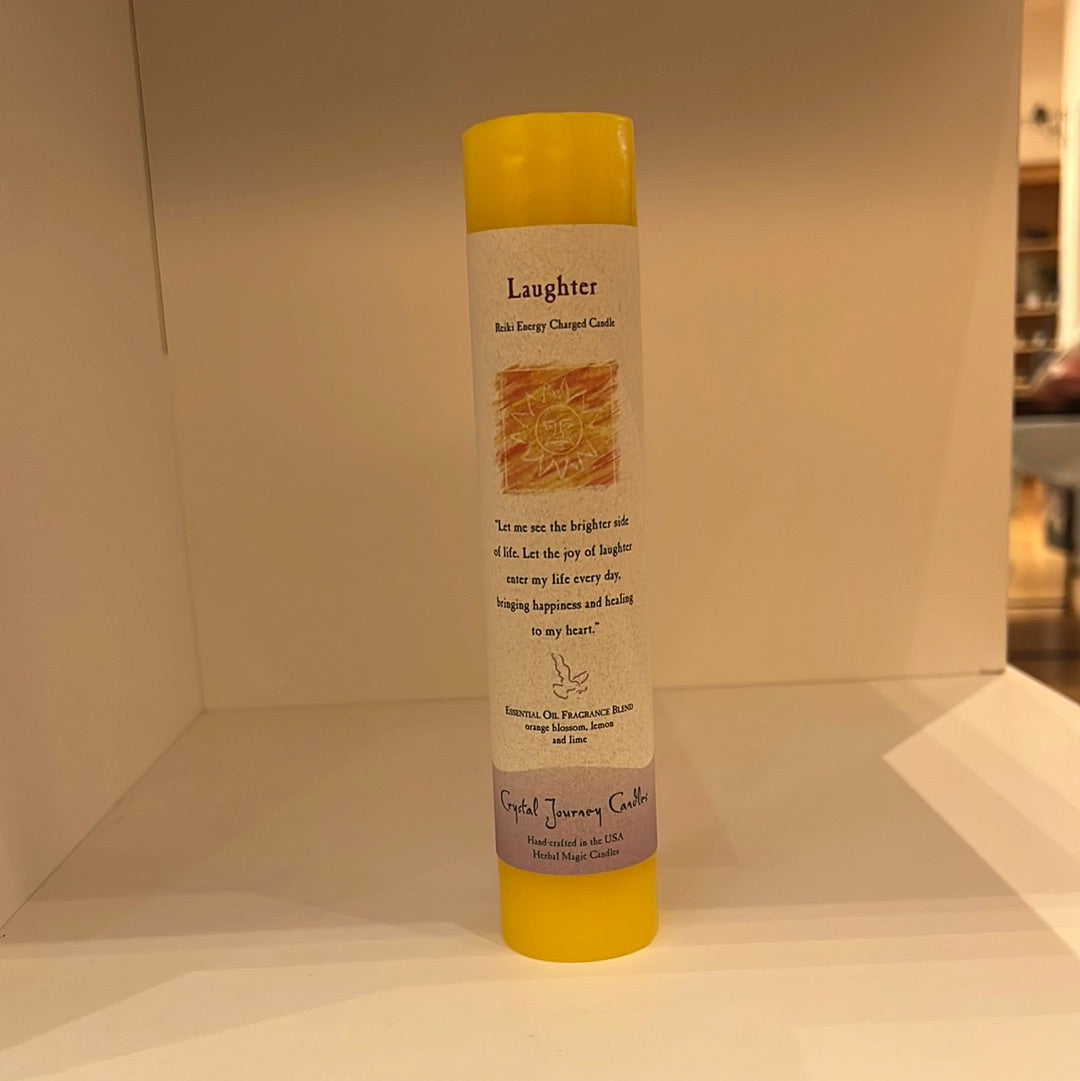 Laughter - Crystal Journey Thin Pillar Candle
