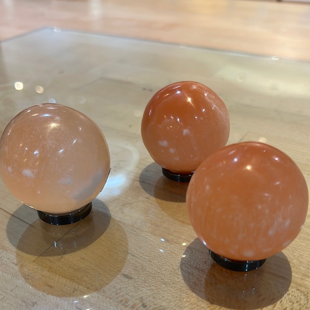 Peach Selenite Sphere “Satin Spar”