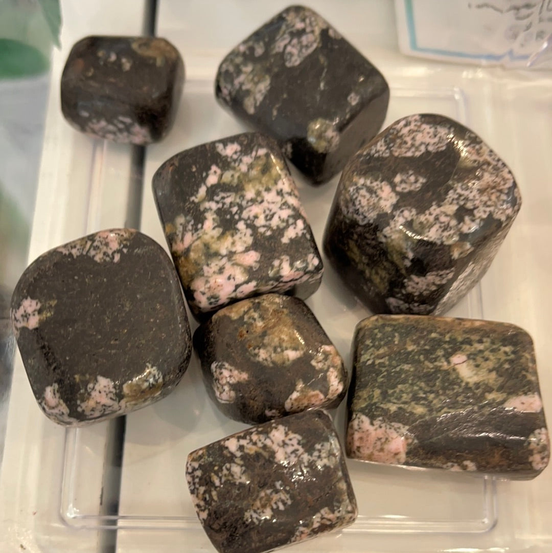 Snowflake Obsidian With Rhodonite Tumble