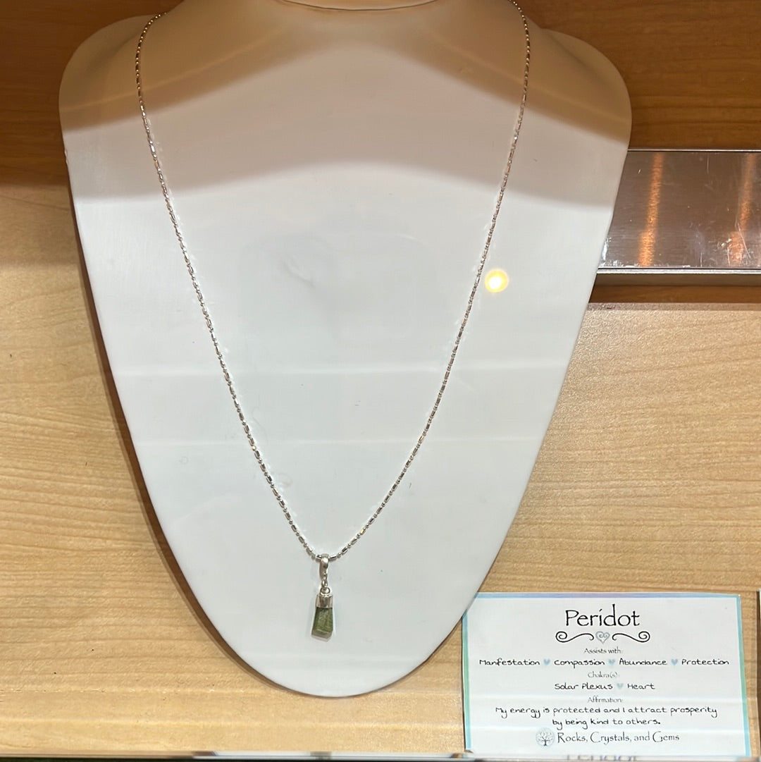Peridot Pendant On Sterling Silver Chain