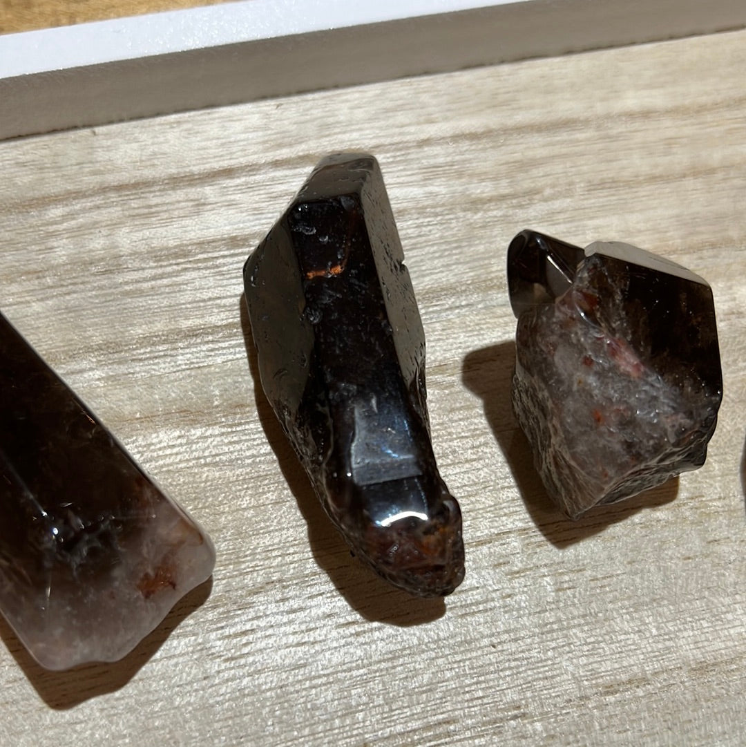 Smoky Quartz Points With Iron