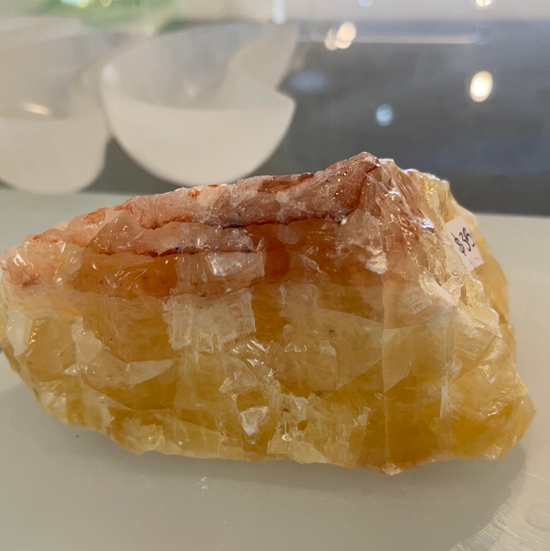 Red and orange Calcite chunk