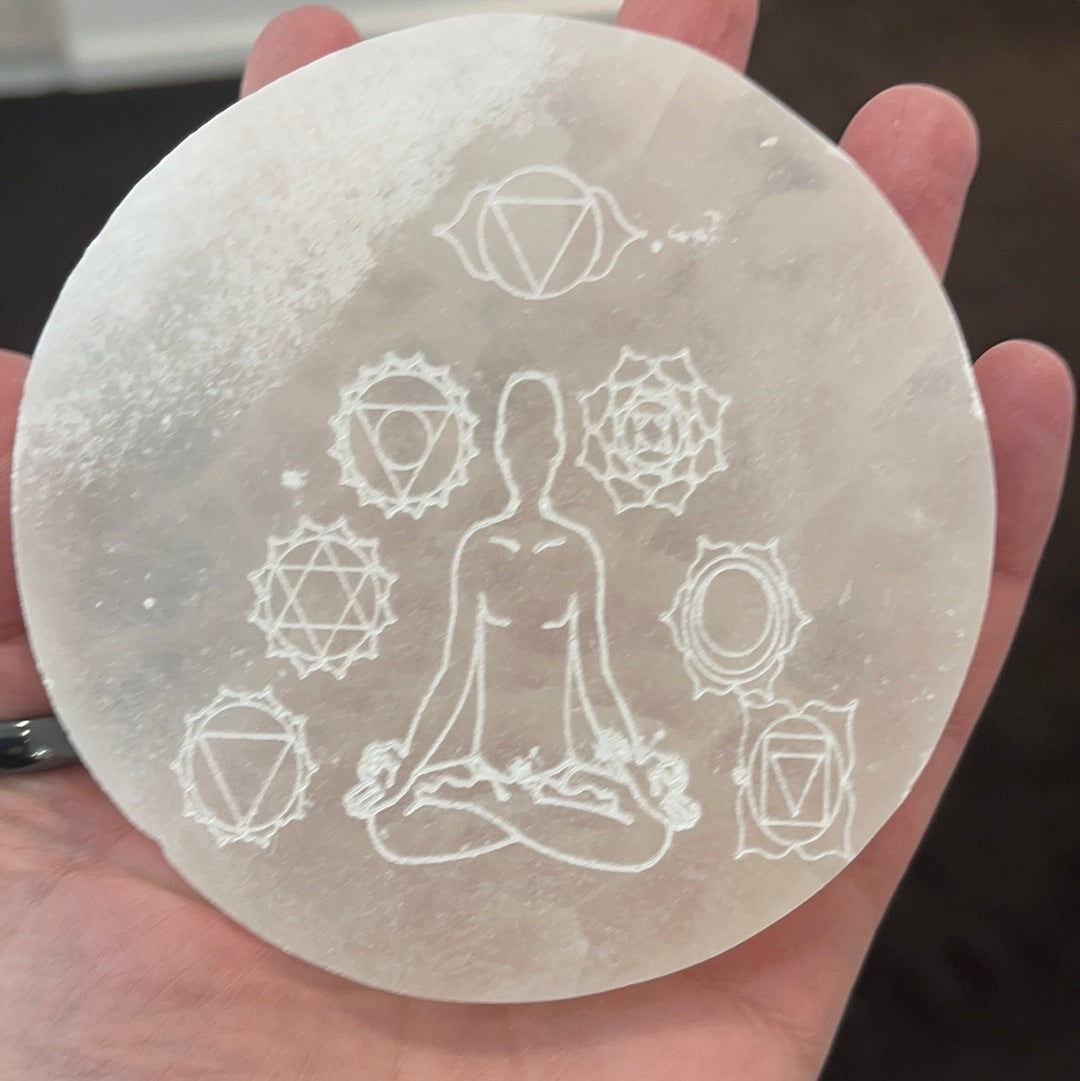 Selenite Chakra Meditation Charging Plate