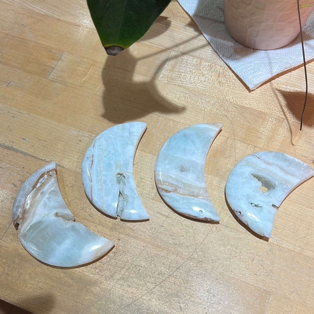 Caribbean Blue Calcite Moon