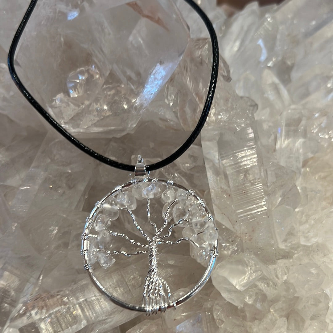 Clear Quartz Tree Of Life Necklace