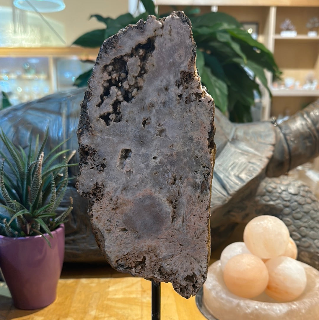 Pink Amethyst Slab on Custom Stand Display - #42