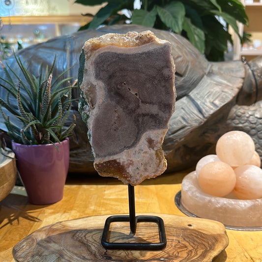 Pink Amethyst Slab on Custom Stand - #44