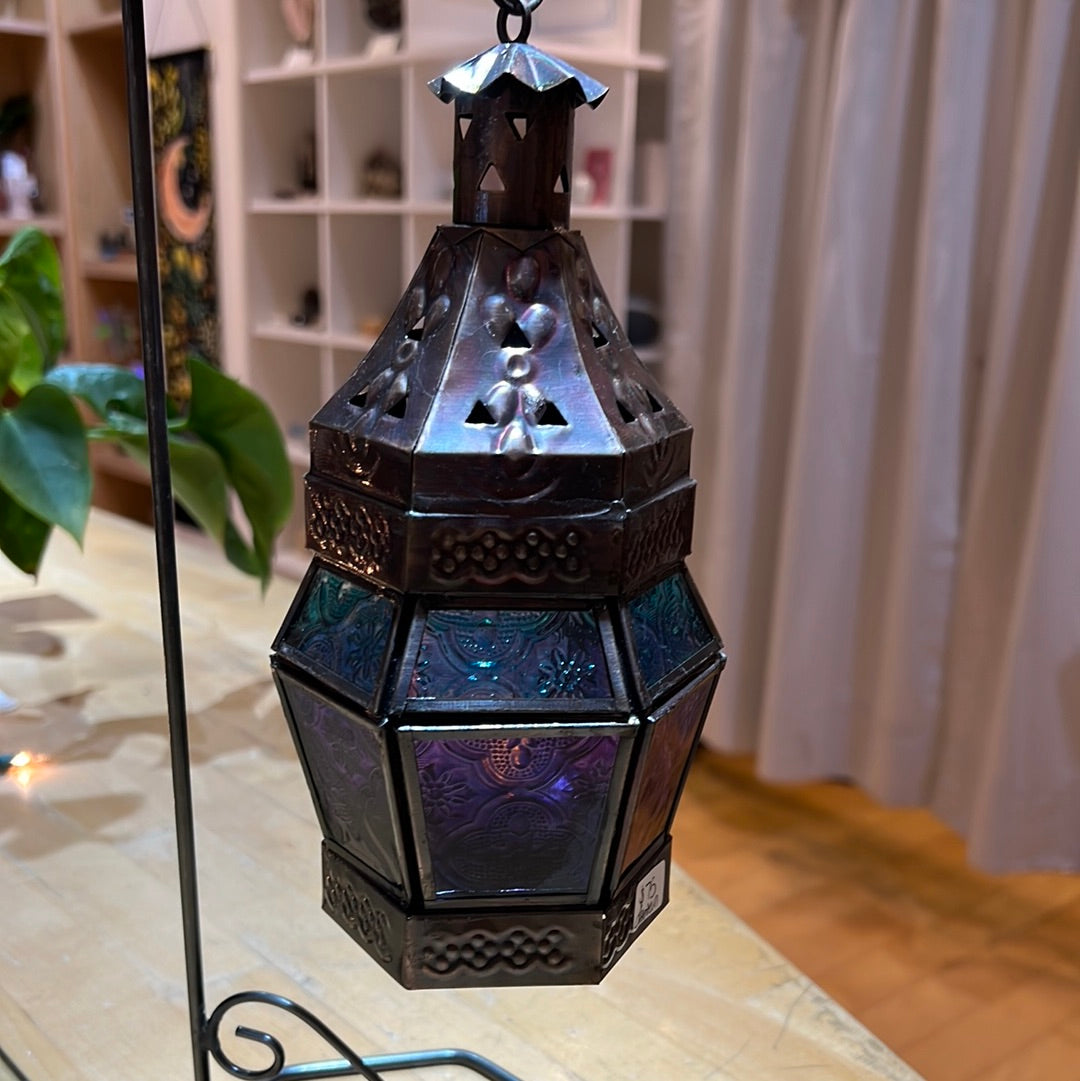 Purple And Aqua Metal Lantern