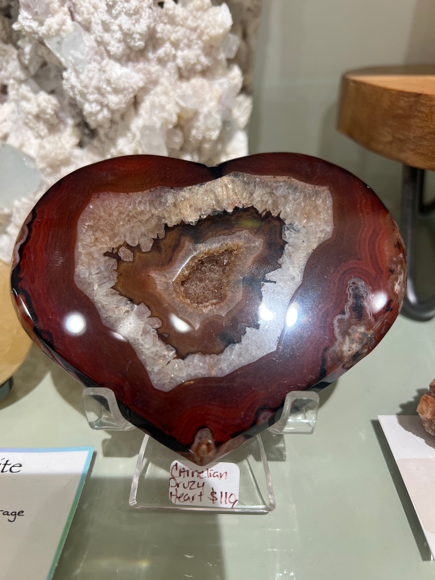 Carnelian Druzy Heart