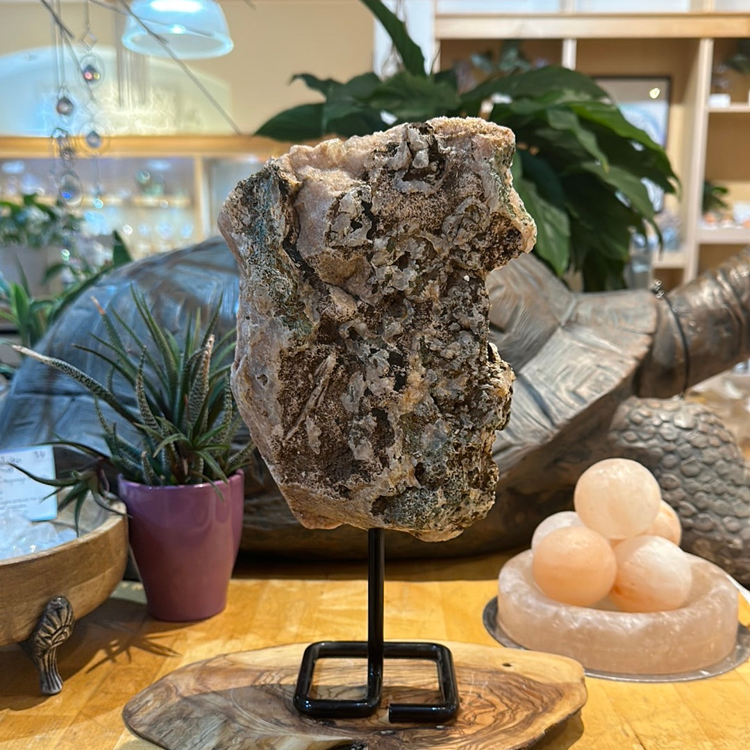Pink Amethyst Slab on Custom Stand - #18