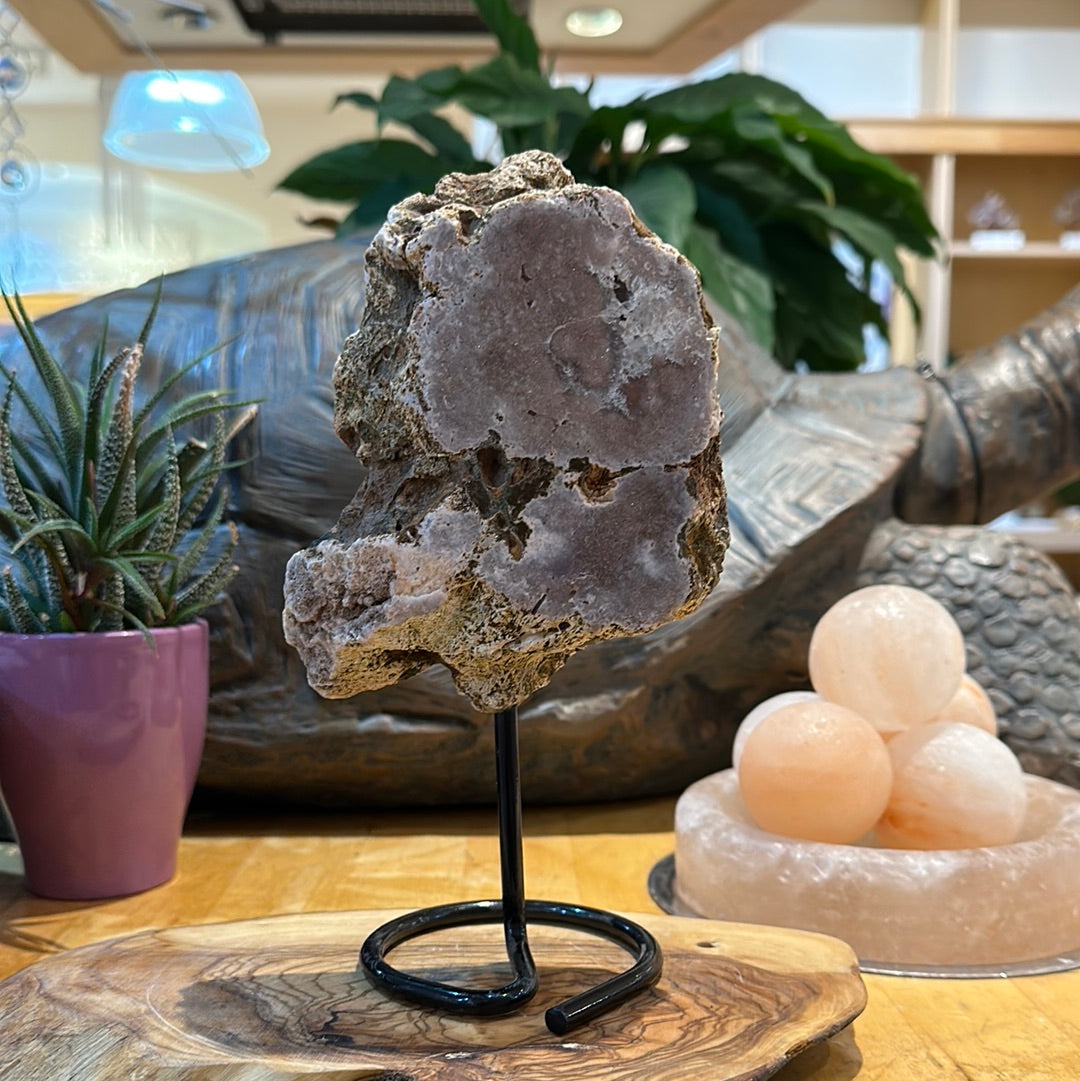 Pink Amethyst Slab on Custom Stand Display
