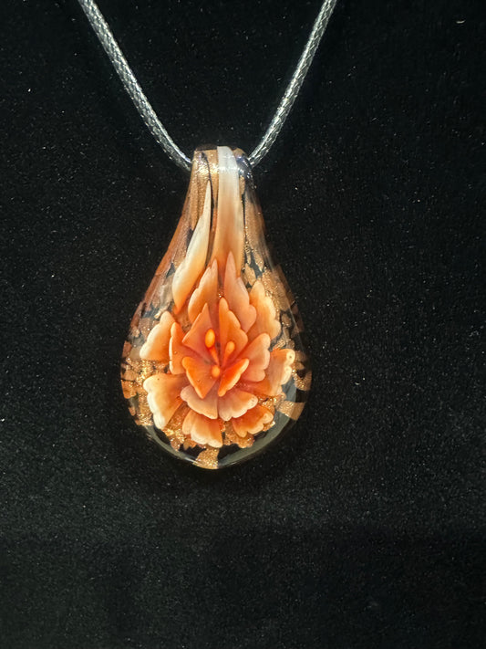 Shimmery Glass Art Pendant - Burnt Sienna