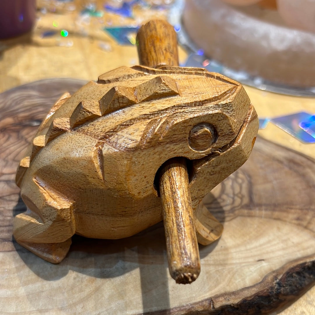Hand Carved Musical  Frog