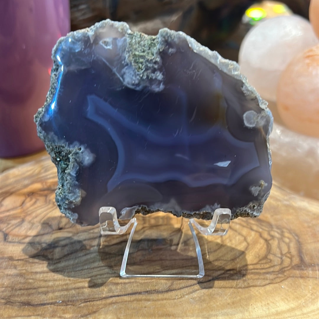Half Polished Purple Chalcedony Slab
