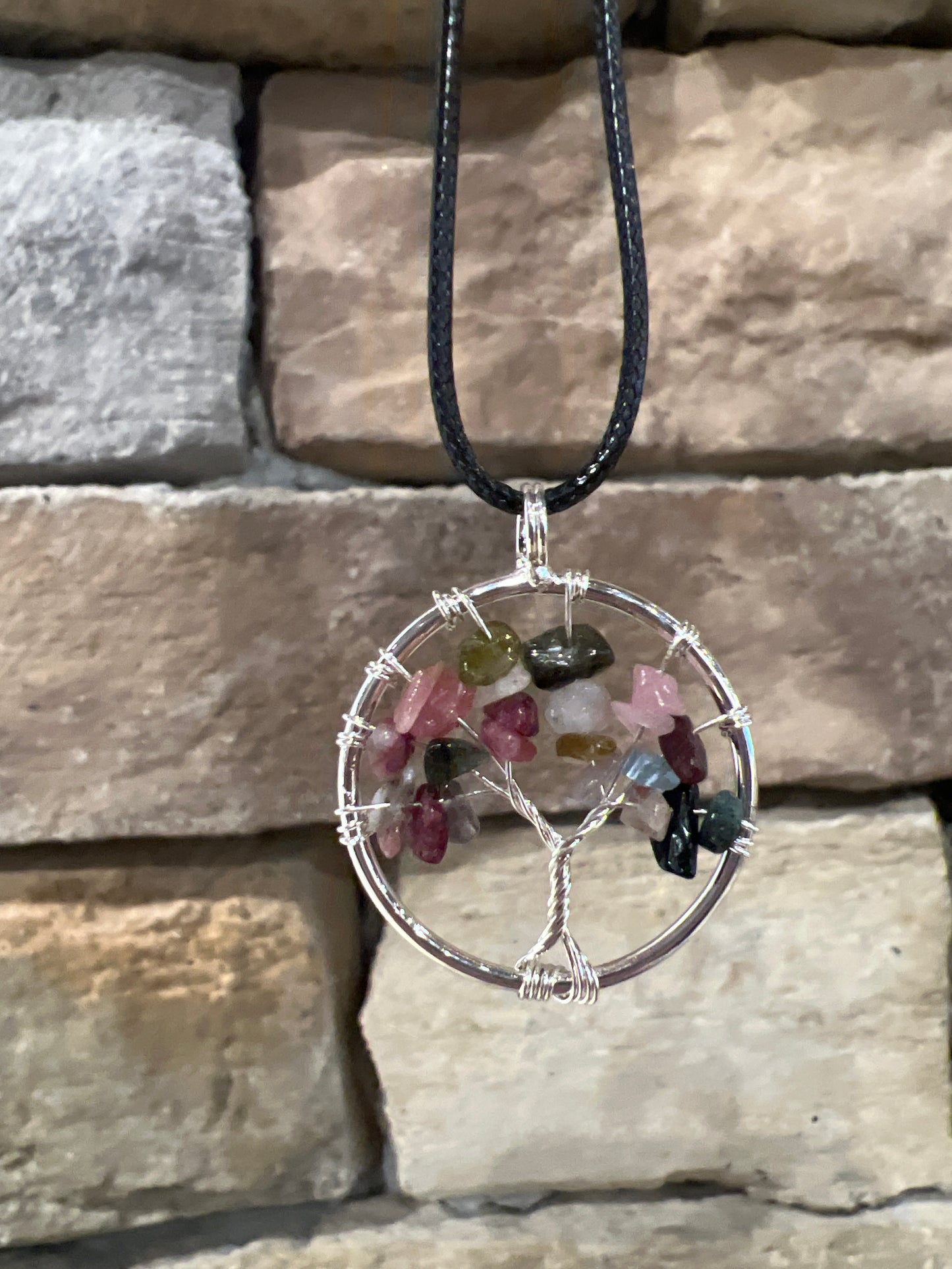 Pink Tourmaline Tree Of Life Necklace