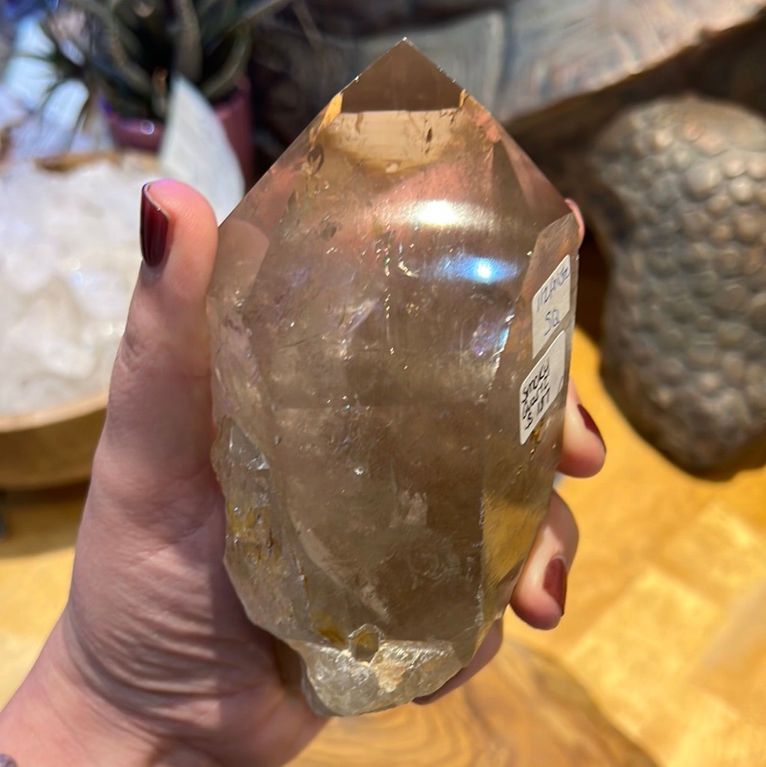 Half Polished Smoky Quartz Point From Brazil
