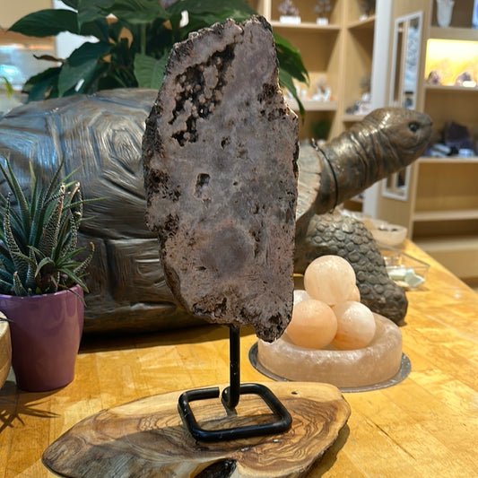 Pink Amethyst Slab on Custom Stand Display - #42