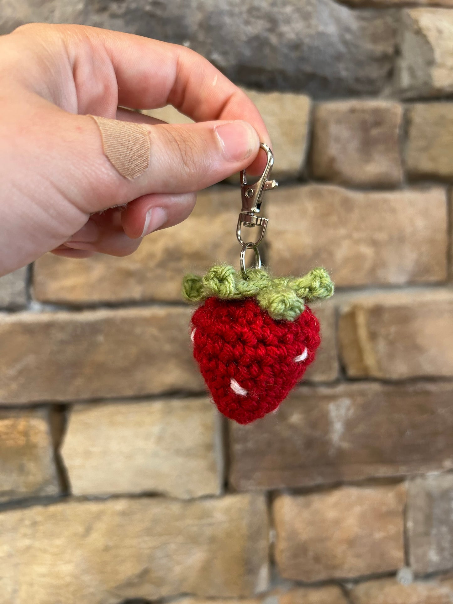 Handmade Crochet Strawberry Keychain