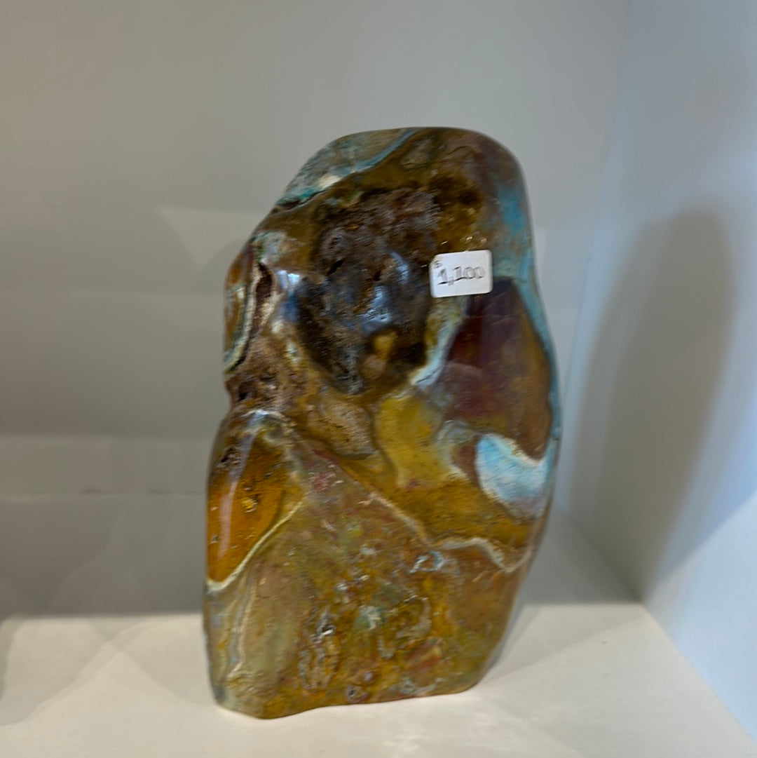 Rare Blue Opalized Petrified Wood With Chrysocolla From Indonesia