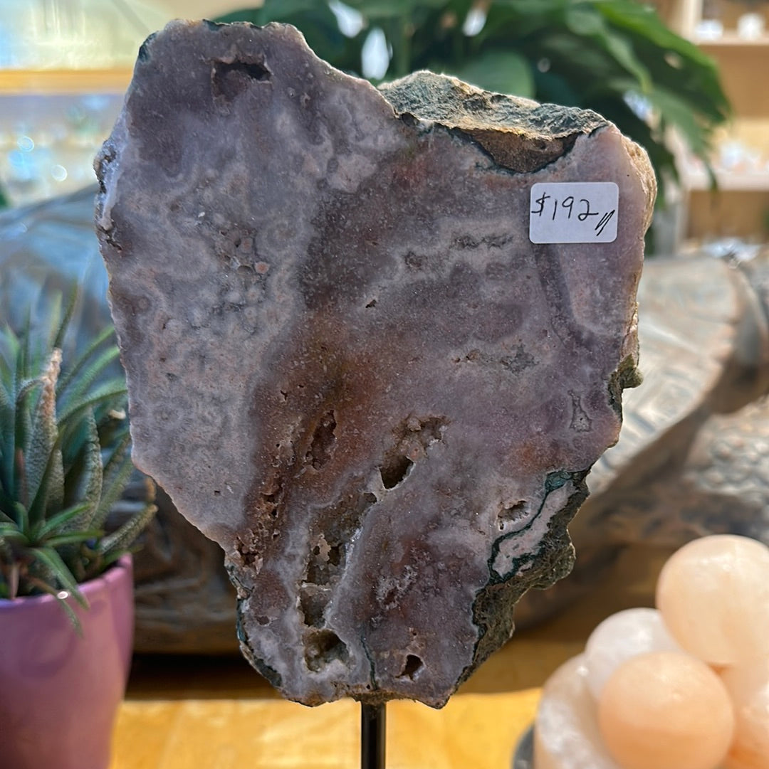 Pink Amethyst Slab on Custom Stand #19