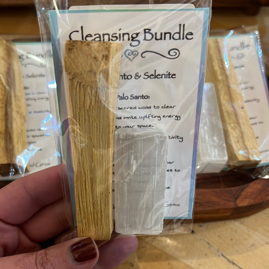 Cleansing Bundle Palo Santo And Selenite (Satin Spar)