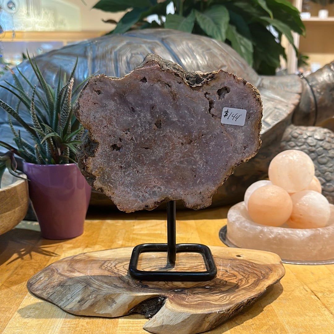 Pink Amethyst Slab on Custom Stand - #47