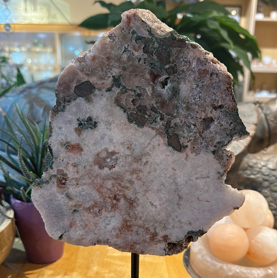 Pink Amethyst Slab on Custom Stand